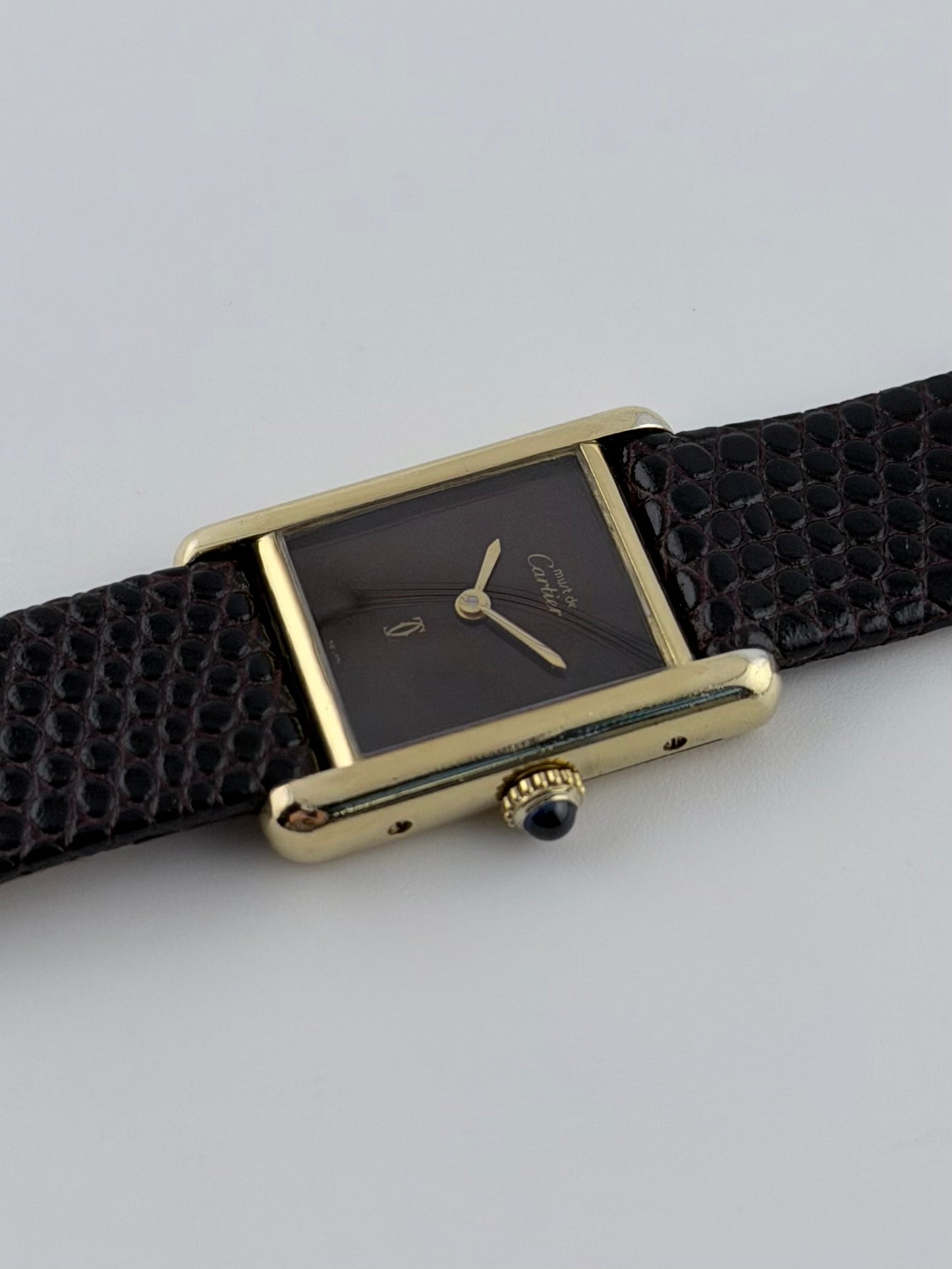 Cartier Must de Tank - 3 - Manual Wind - "Wood" Dial - Original Box - Ladies