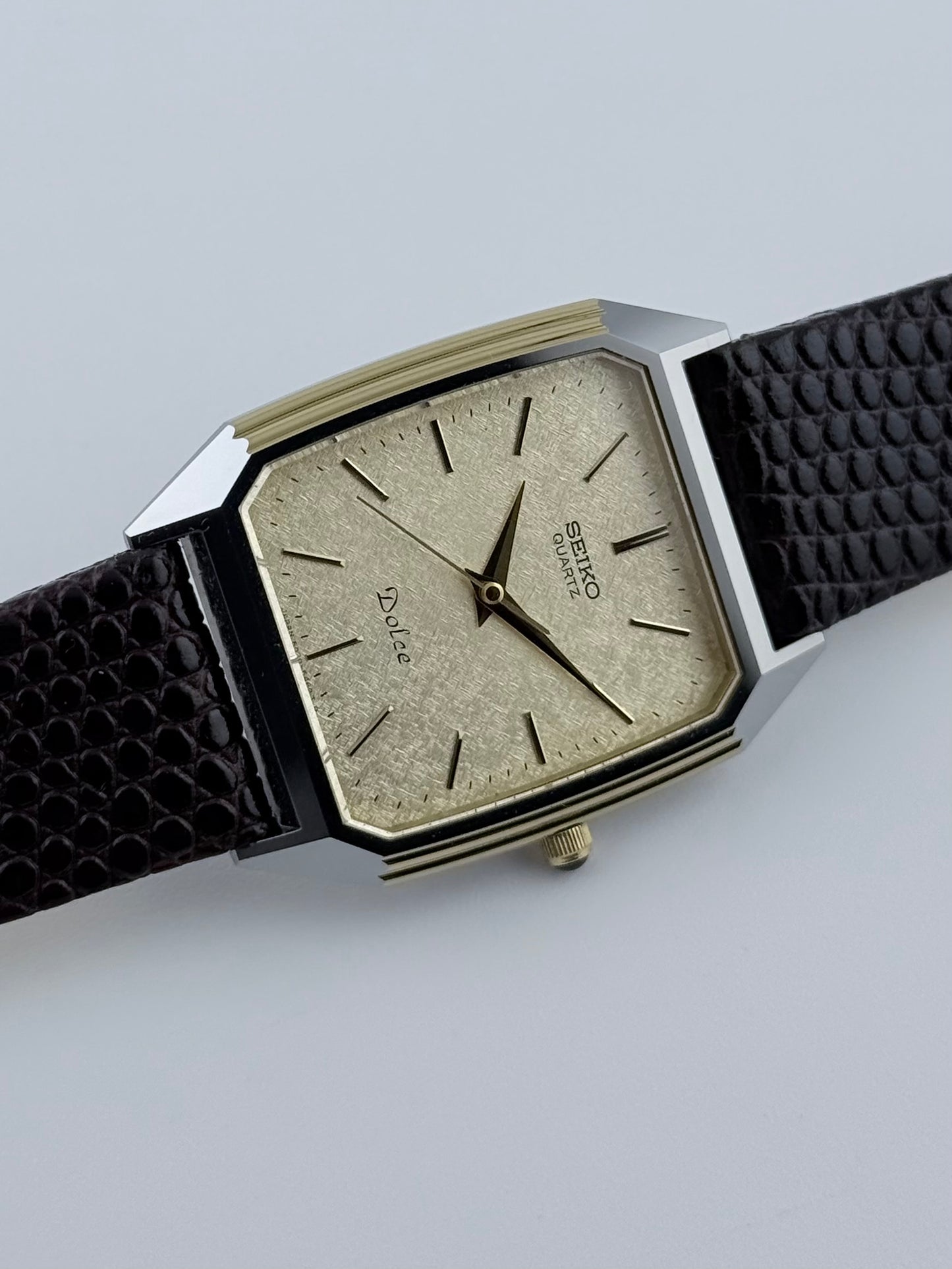 Seiko Dolce Tank Quartz - 6030-5390 Rare Silk Embossed Dial - Original Box