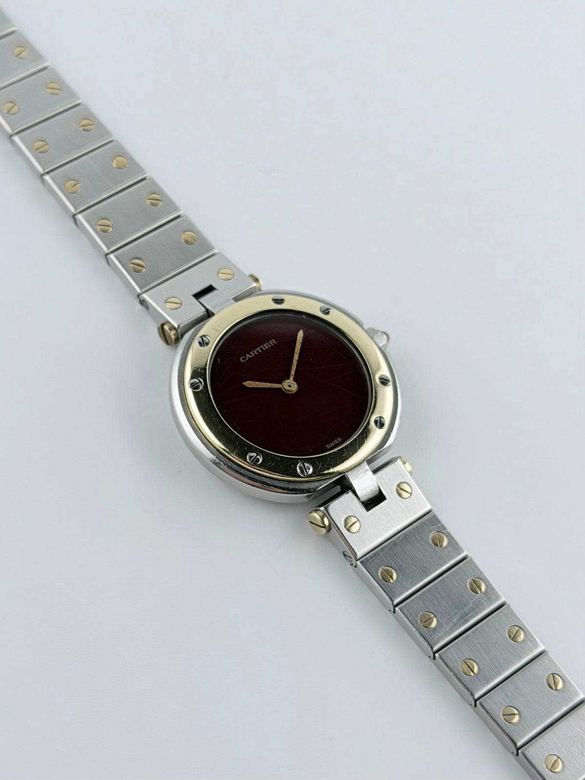 Cartier Santos Vendome Quartz - 81913 Bicolour - Burgundy Dial - Ladies