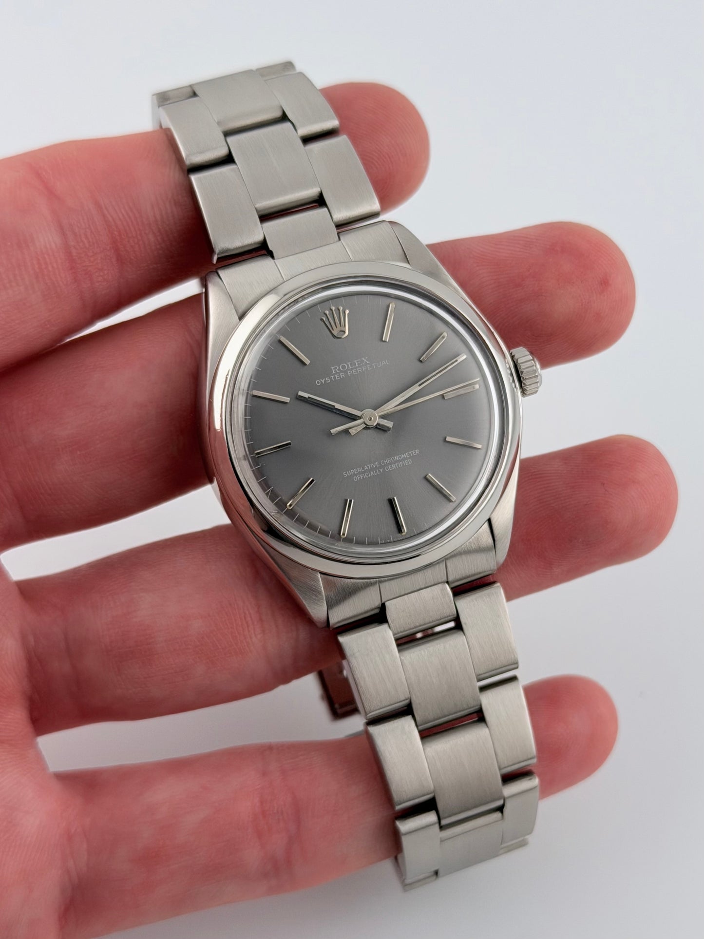 Rolex Oyster Perpetual Automatic 1002 - Rare Grey Ghost Dial - Box and Papers