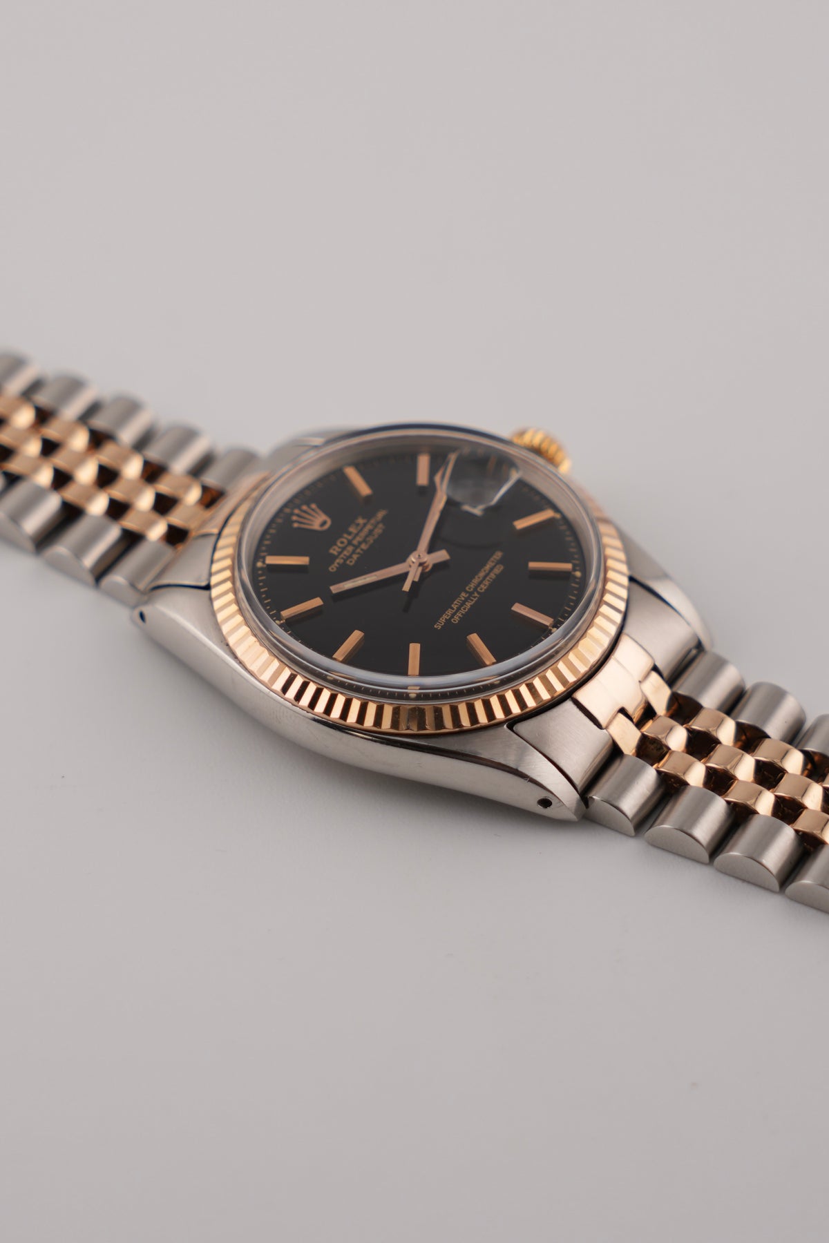 Rolex Datejust Oyster Perpetual - 1601 - Black Dial - 18k Rose Gold & Steel