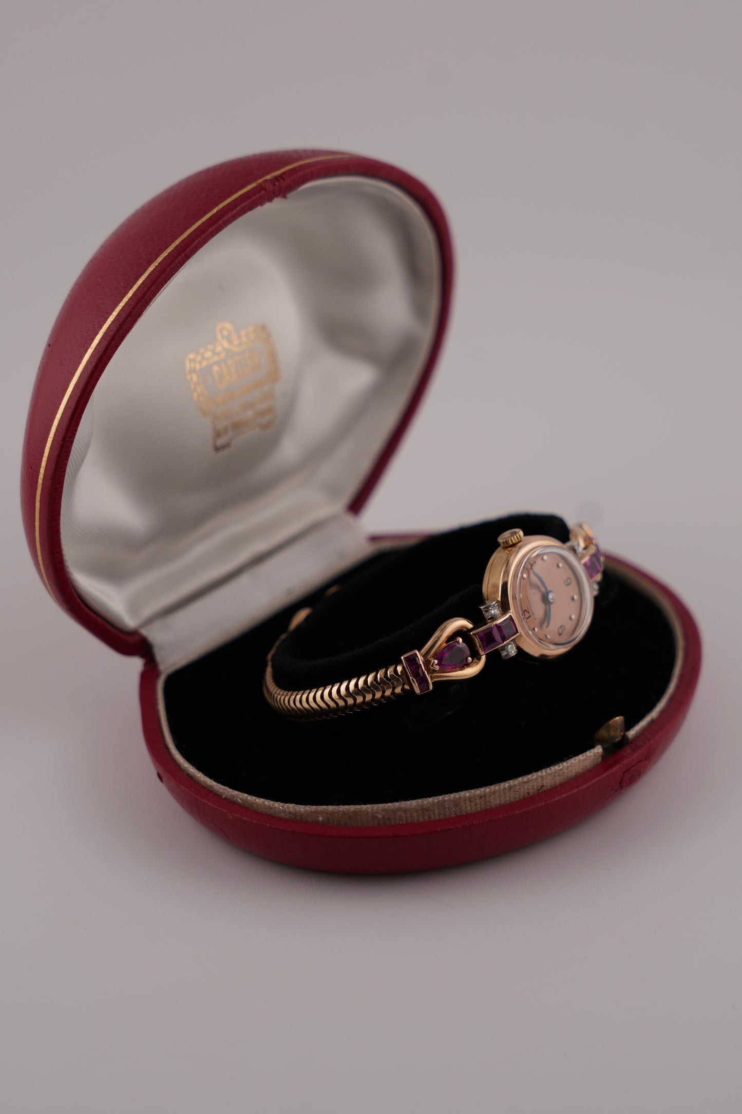 Cartier Ladies 14ct with Rubies and Diamonds Manual Wind - RARE watch and original Box