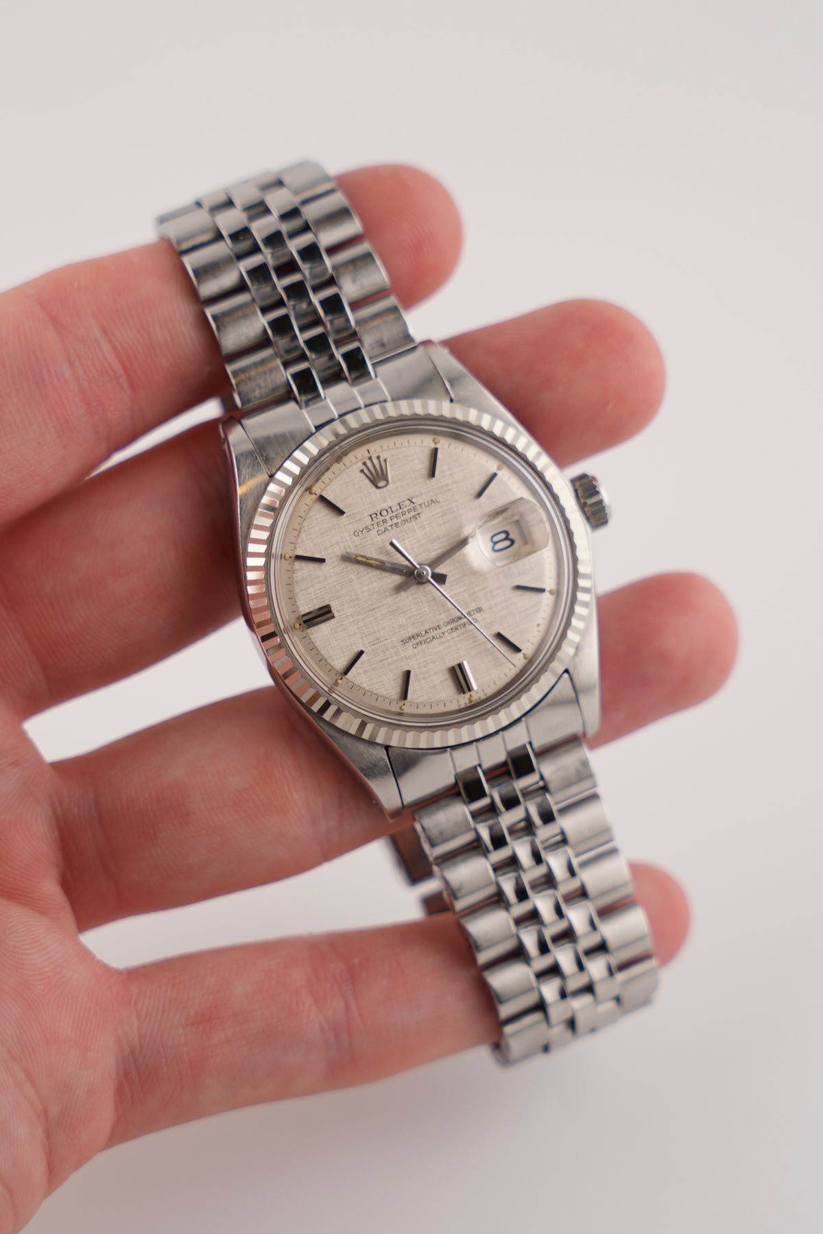 Rolex Datejust Oyster Perpetual Automatic - 1601 - Linen Dial - 18ct white gold bezel