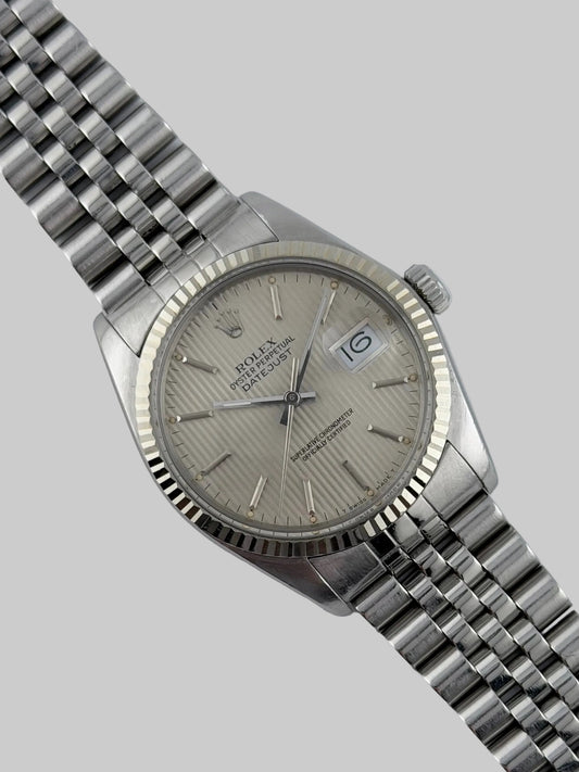 Rolex Datejust Oyster Perpetual - 16014 - White Gold Bezel - Tapestry Dial - Original Box