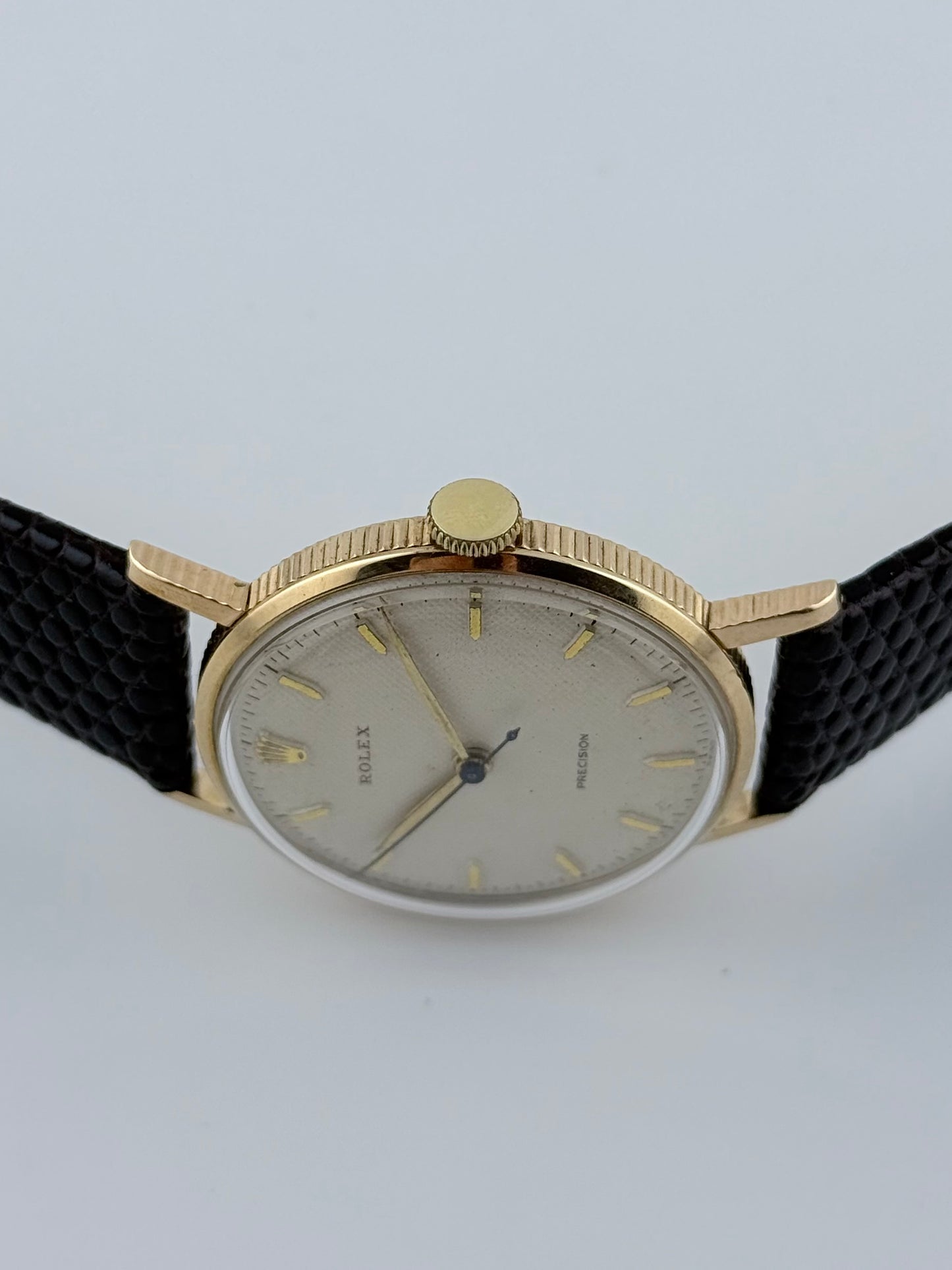 Rolex Precision Manual Wind 9ct Solid Gold - Ultra Rare Coin Edge Case - Honeycomb Dial