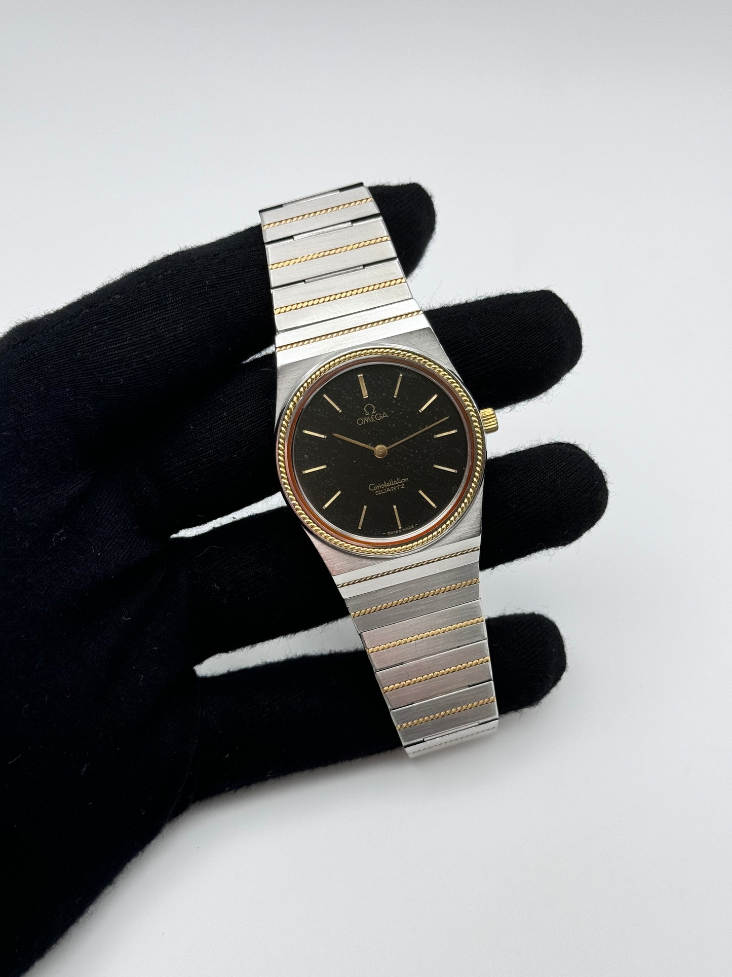 Omega Constellation Torsade Quartz 18ct Gold & Steel 795.0816  - Original Bracelet - Rare Stone Dial
