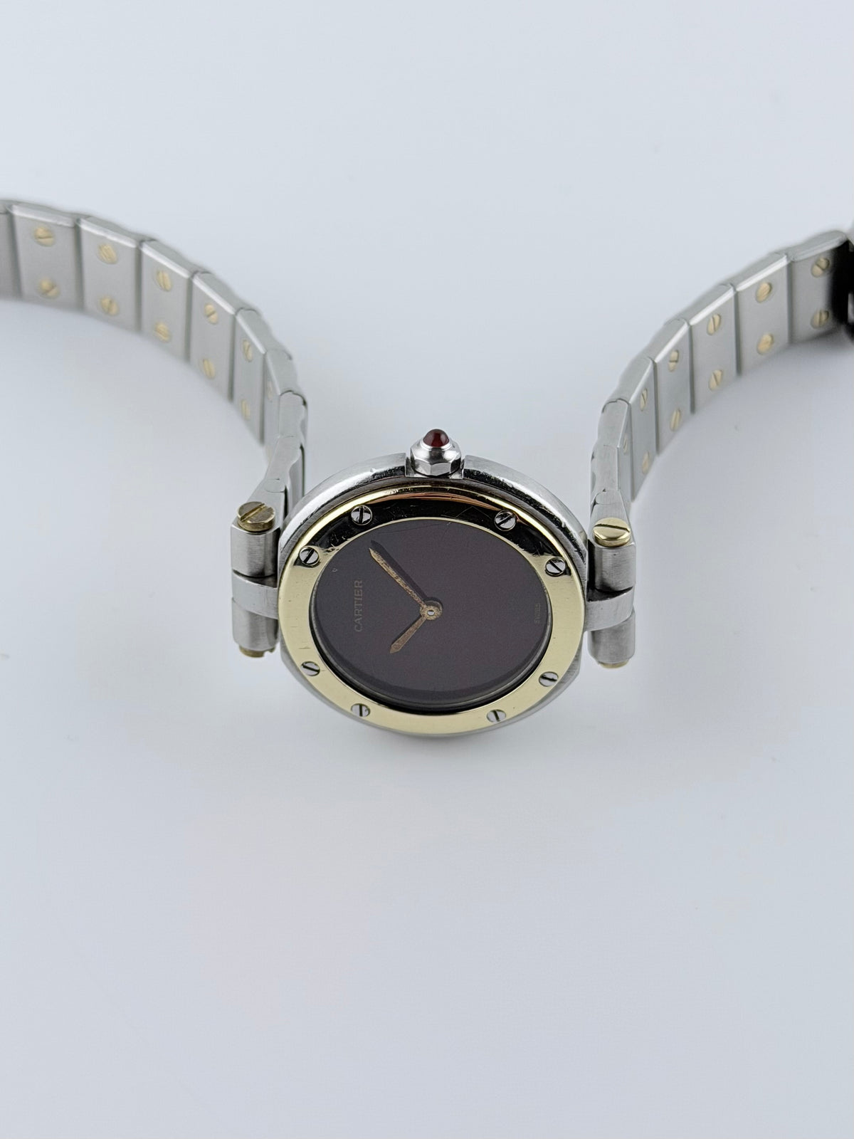 Cartier Santos Vendome Quartz - 81913 Bicolour - Burgundy Dial - Ladies