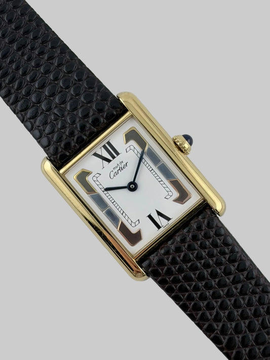 Cartier Must De Paris Vermeil Tank Quartz - 590005 Trinity Dial - Original Box