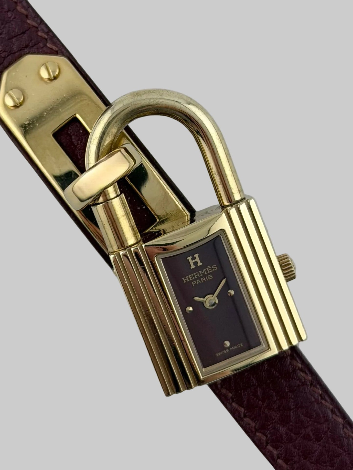 Hermes Paris Kelly Lock Watch -  Burgundy