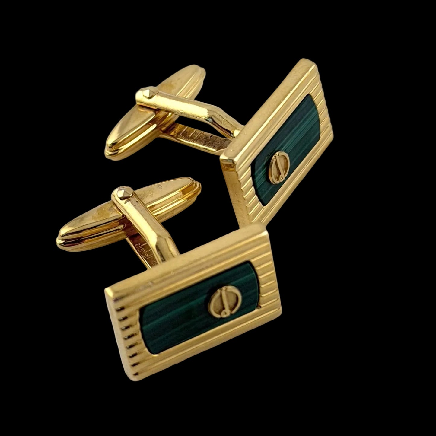 Vintage Dunhill Malachite Cufflinks - Gold Plated