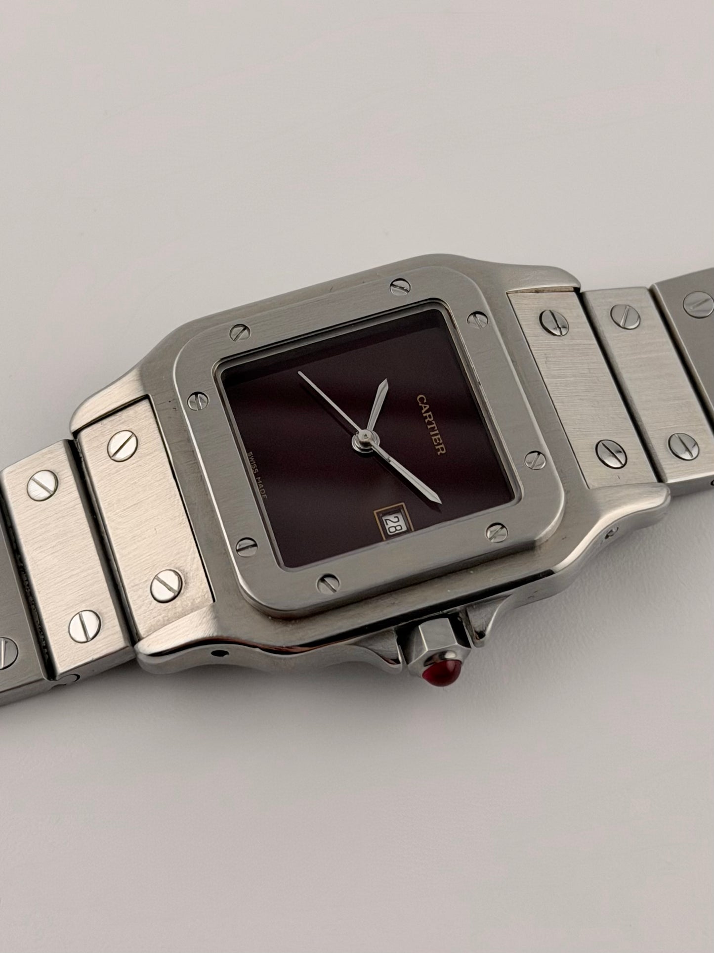 Cartier Santos Carree Automatic - Ultra Rare Burgundy - 2960 - Original Box