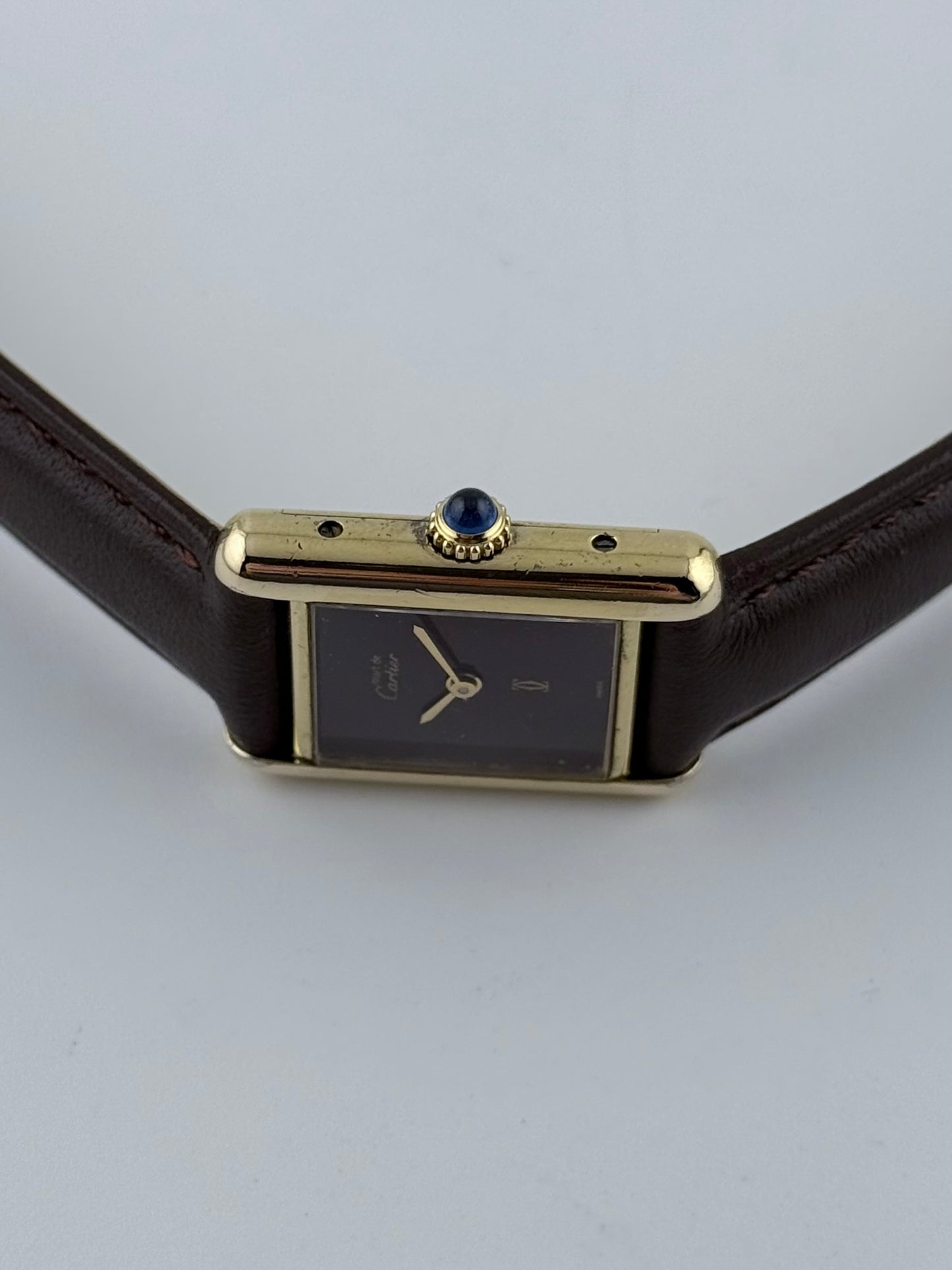 Cartier Must De Paris Tank Manual Wind - Burgundy Dial