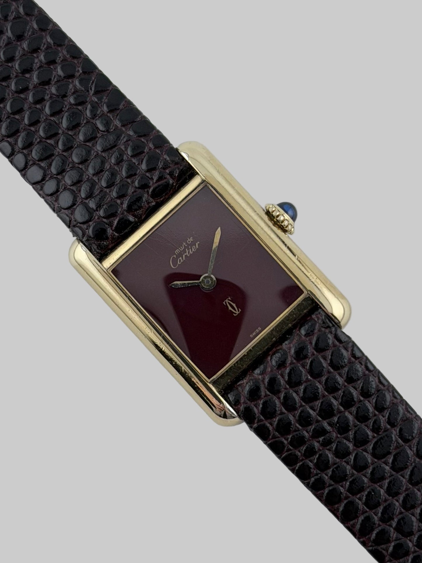 Cartier Must De Paris Tank Manual Wind - 3 - Burgundy Dial - Ladies