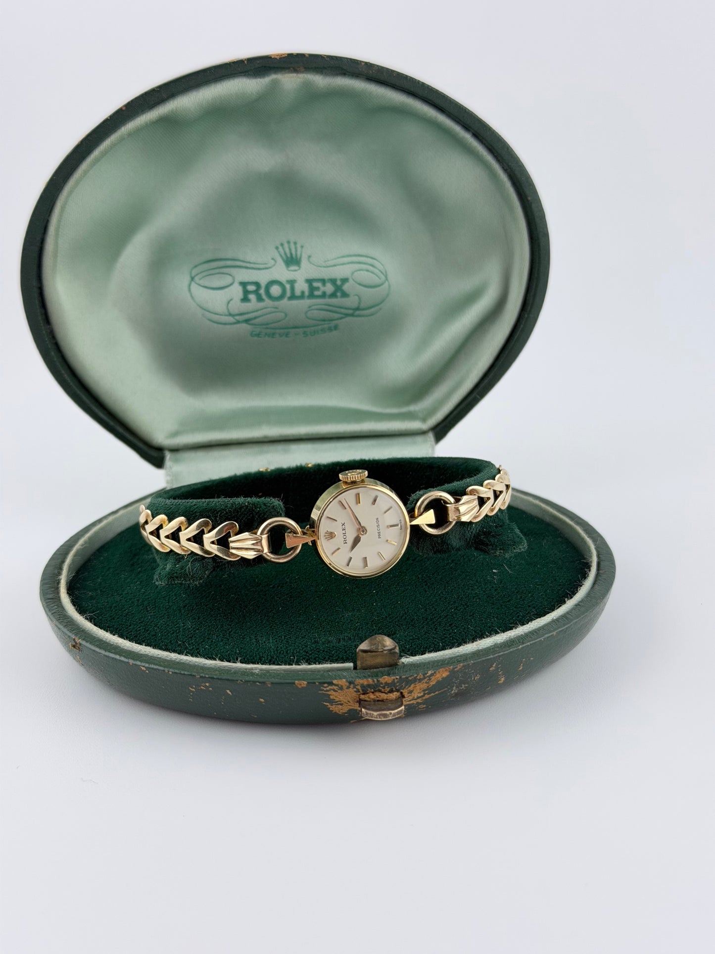 Rolex Precision Ladies Cocktail Watch Manual Wind - Rare 1948 - Solid Gold + Original Seashell Box