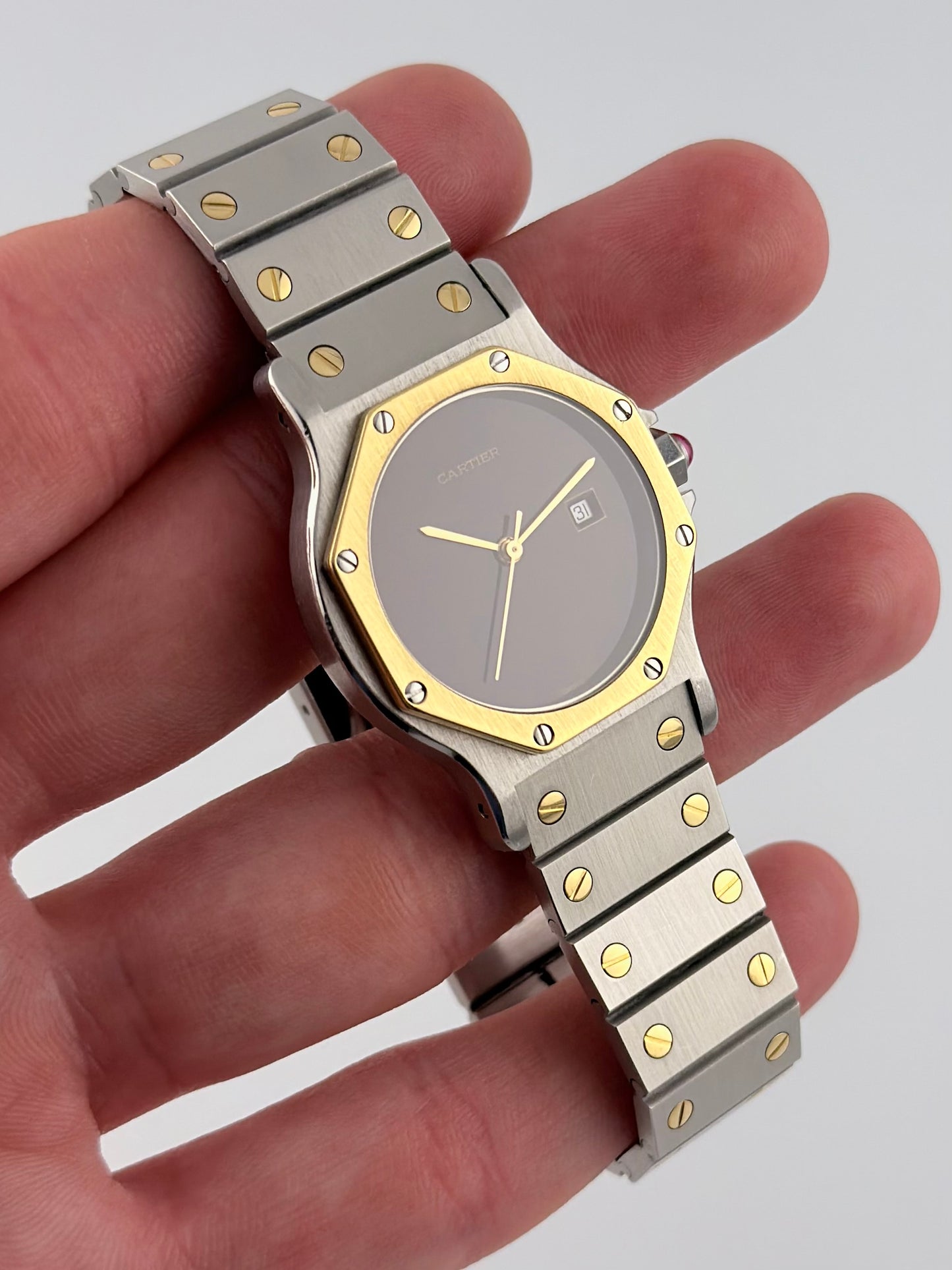 Cartier Santos Octagon Automatic Date - 2966 - RARE! - Box and Papers!