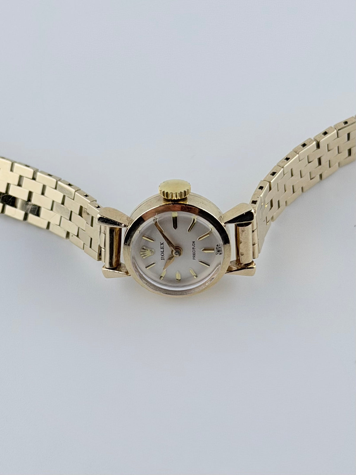 Rolex Precision Ladies Cocktail Watch Manual Wind - 1961 - Solid 9ct Gold - Gold Bracelet - Boxed