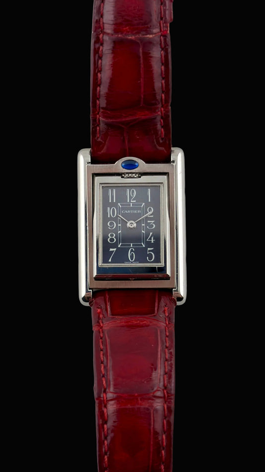 Cartier Basculante Tank 2386 - Rare "Windmill" White Arabic Dial - Unisex
