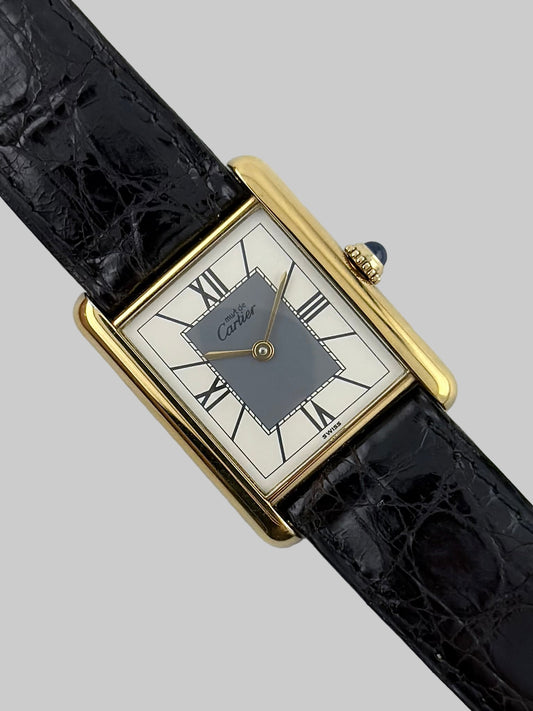 Cartier Tank Must De Tank Vermeil - Grey Art Deco Dial 590005 - Original Strap and Buckle