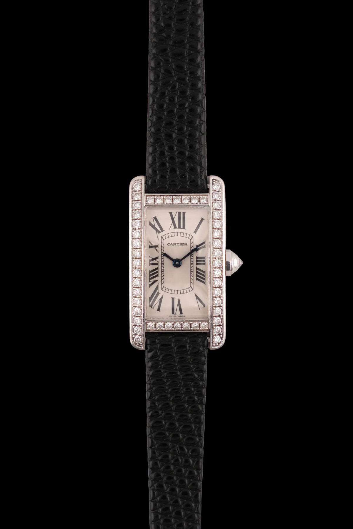Cartier Tank Americaine Quartz - Solid 18ct White Gold & Diamond Set - 2489 - with Box