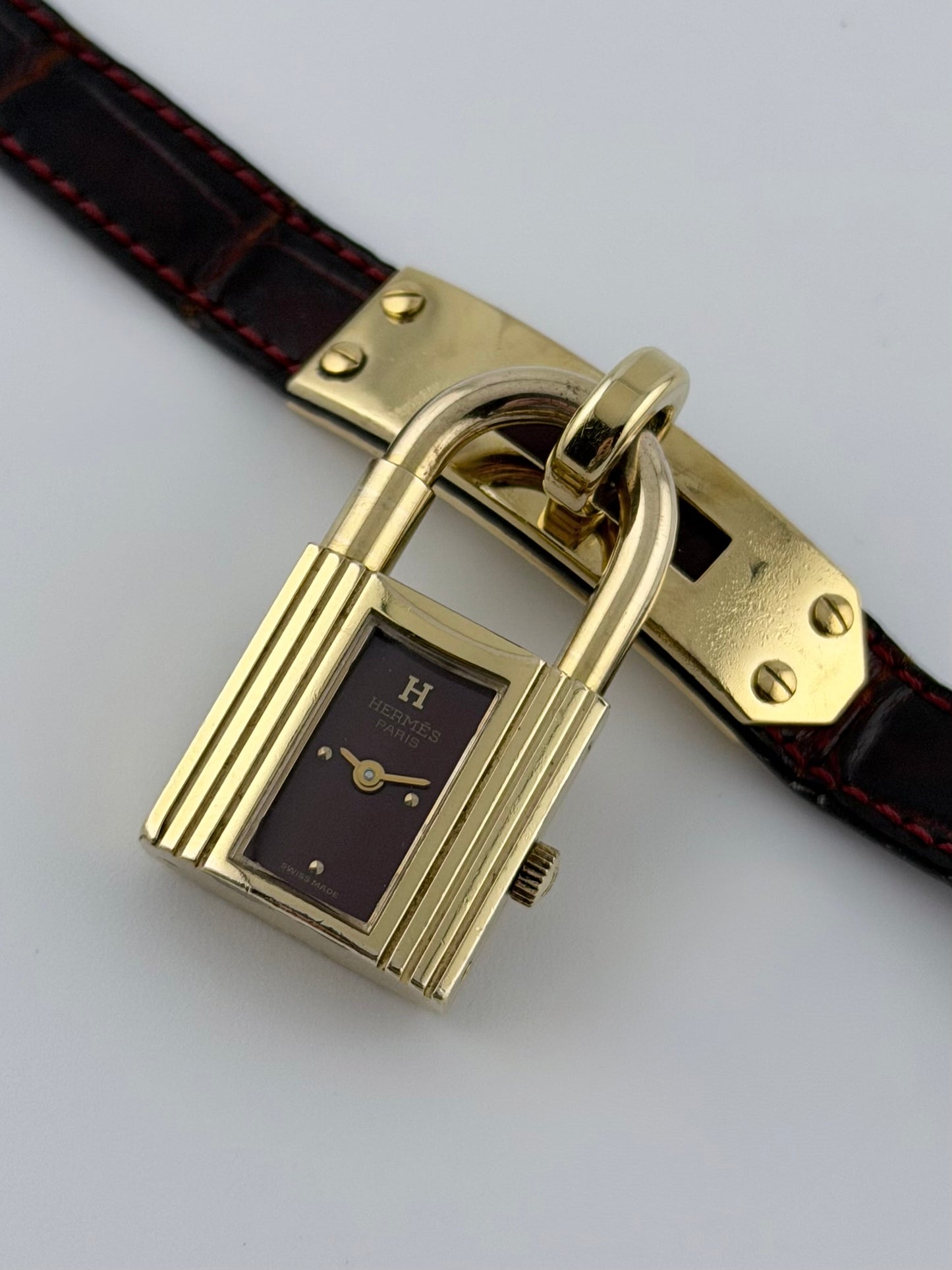 Hermes Paris Kelly Lock Watch -  Burgundy