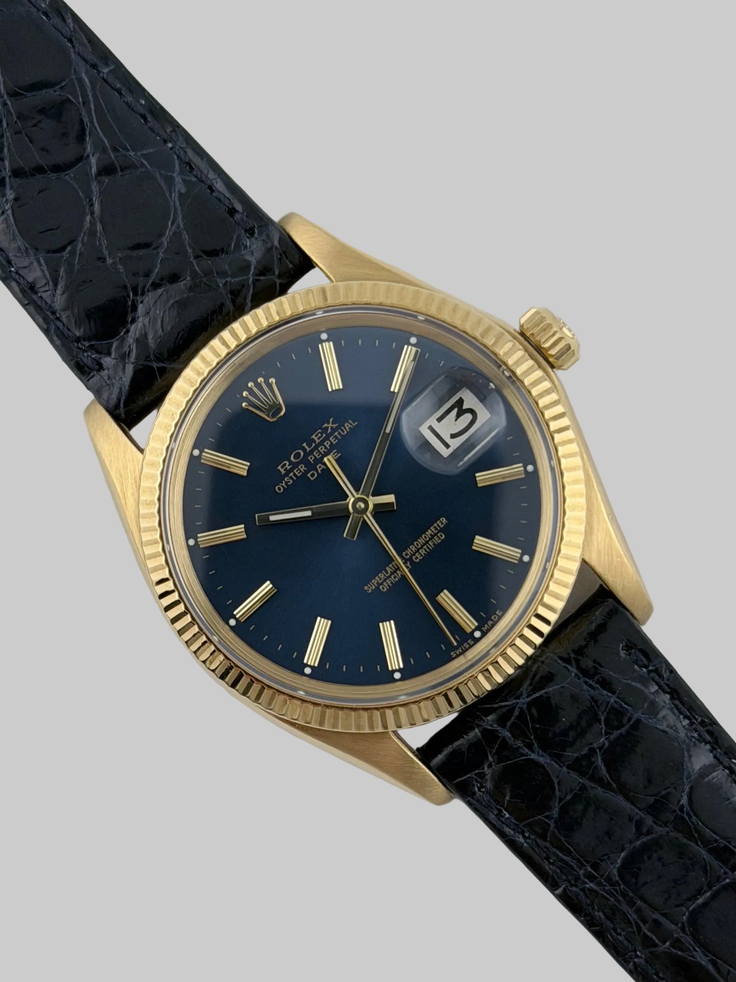 Rolex Oyster Perpetual Date Automatic - 1503 - Solid 18k Gold - Rare Blue Dial
