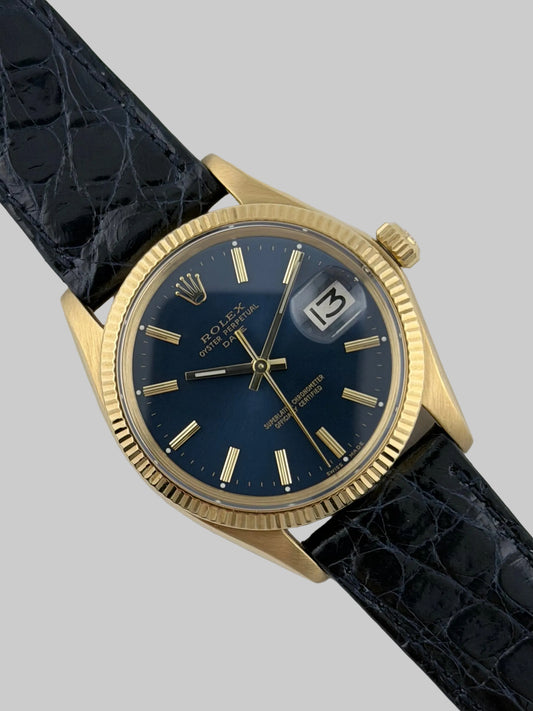 Rolex Oyster Perpetual Date Automatic - 1503 - Solid 18k Gold - Rare Blue Dial