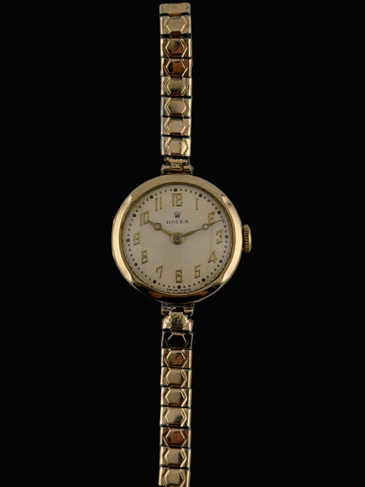 Rolex Ladies Cocktail Watch Manual Wind - Rare 1935/1938 - Solid 9ct Gold