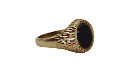 9ct Gold Signet Ring Set With Black Onyx