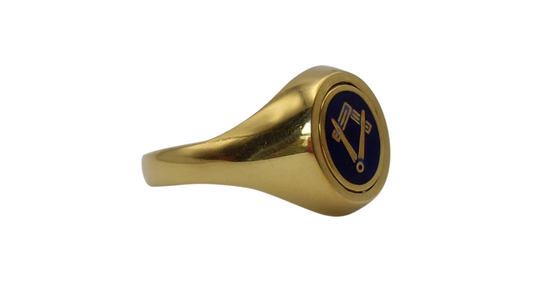 9ct Gold and Enamel Masonic Swivel Ring